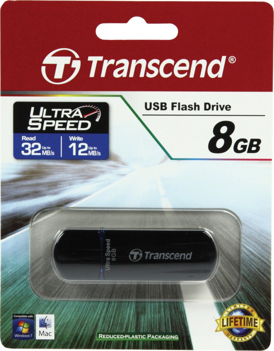 Transcend JetFlash 600 Black - 8GB - 8GB - USB Stick