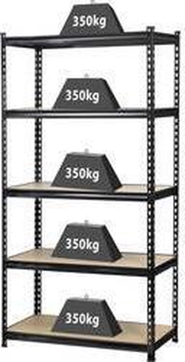 TOOLCRAFT 1530556 Schwerlastregal 350 kg Metall, MDF Holzboden Anthrazit/Schwarz
