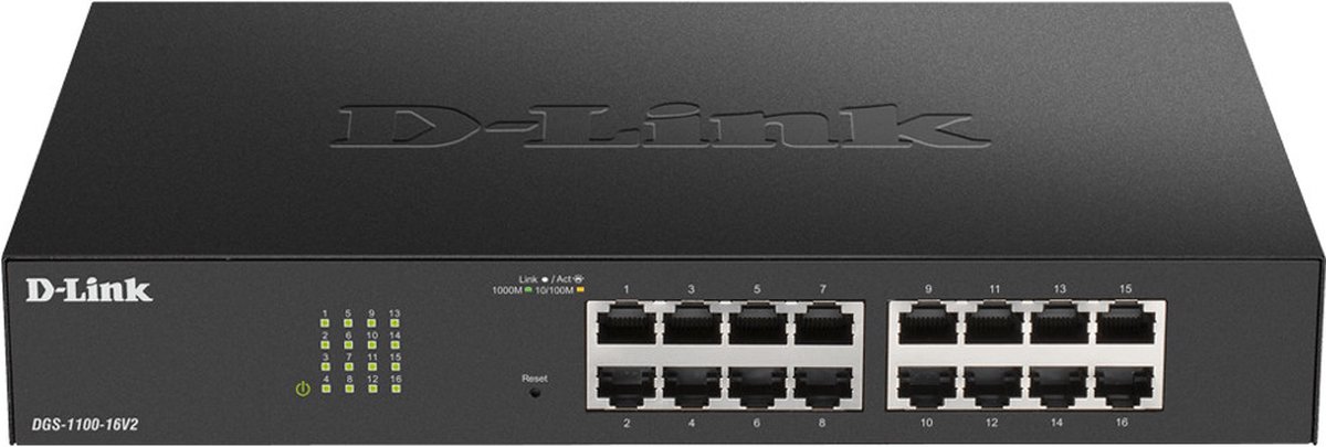 D-Link Ethernet Switch DGS-1100-16V2 Managed L2 Gigabit (10/100/1000) Schwarz