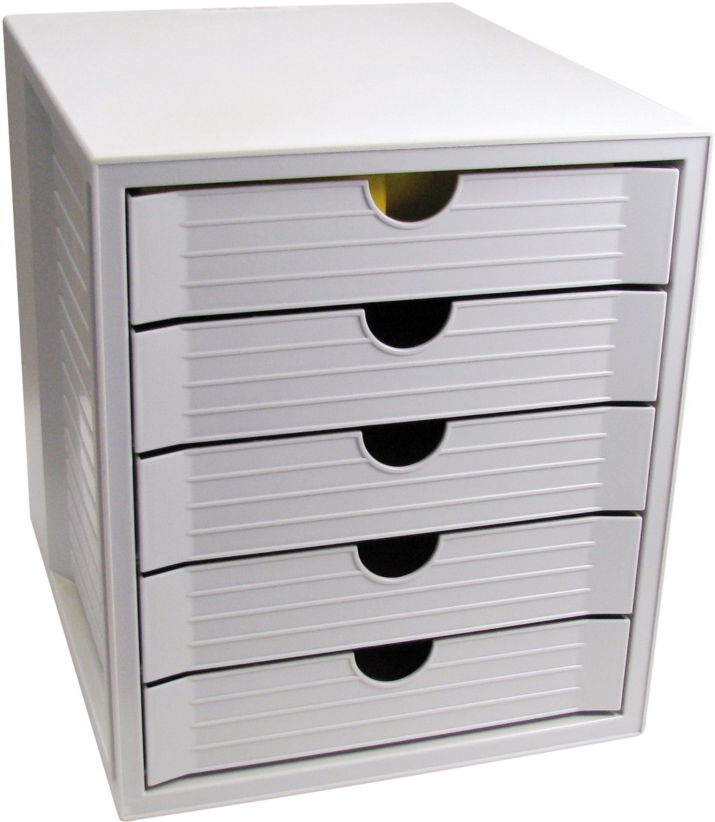 HAN Schubladensystem Kunststoff, PS (Polystyrol) Hellgrau 5 Schübe 27,5 x 33 x 32 cm A4