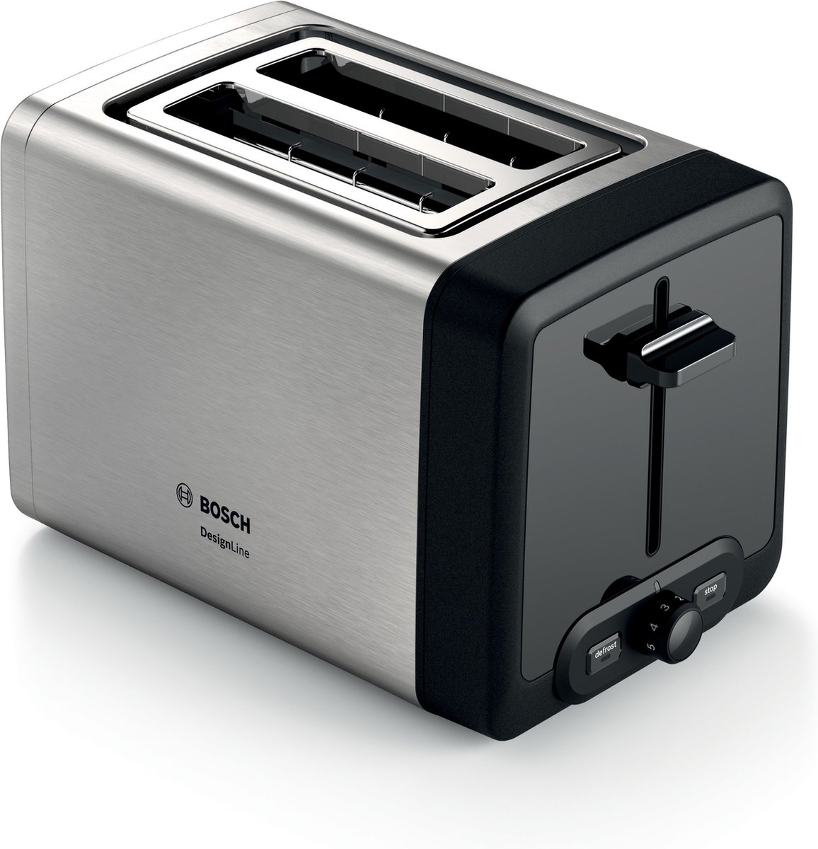 Bosch Haushalt TAT4P420DE Toaster mit Brötchenaufsatz, mit eingebautem Brötchenaufsatz, Kontrollleuchte, Überhitzungsschutz, Toastfunktion Edelstahl