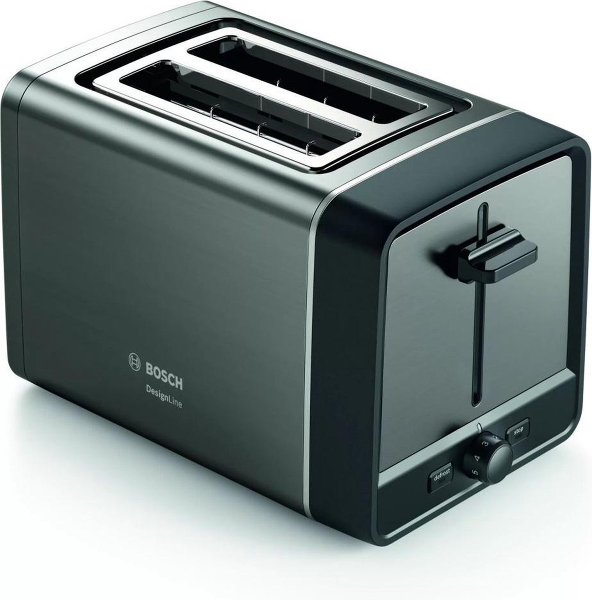 Bosch Haushalt TAT5P425 Toaster mit Brötchenaufsatz, mit eingebautem Brötchenaufsatz Grau