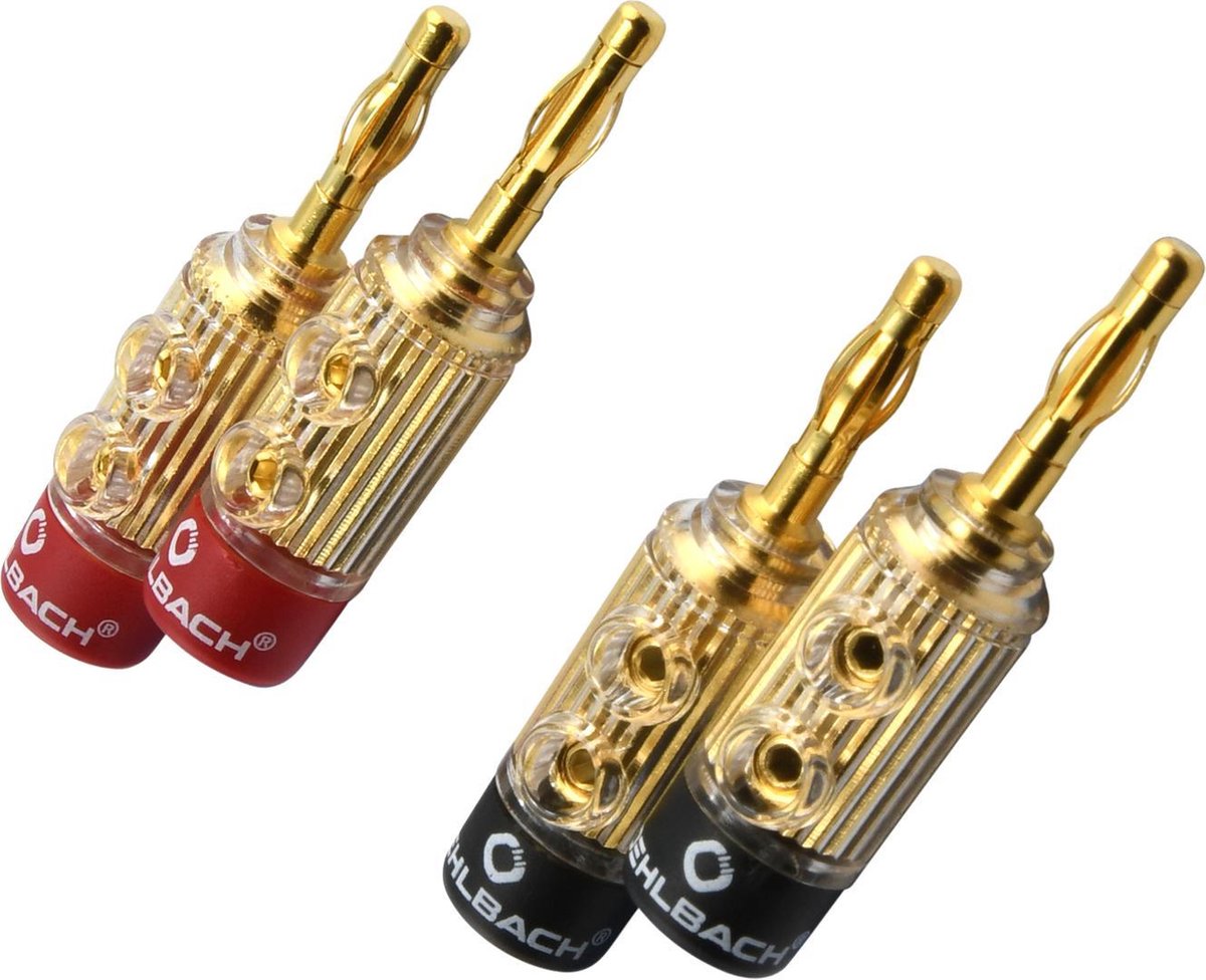 Oehlbach 3030 Lautsprecher-Steckverbinder Stecker, gerade Gold, Rot, Schwarz 4 St. Piece
