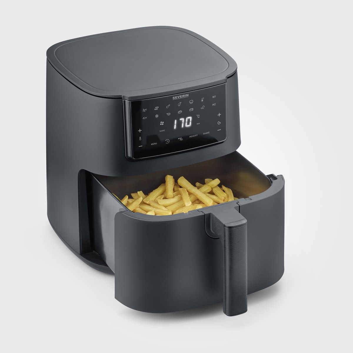 Severin FR 2462 Heißluft-Fritteuse 7 l 1700 W mit Display, Antihaftbeschichtung Schwarz