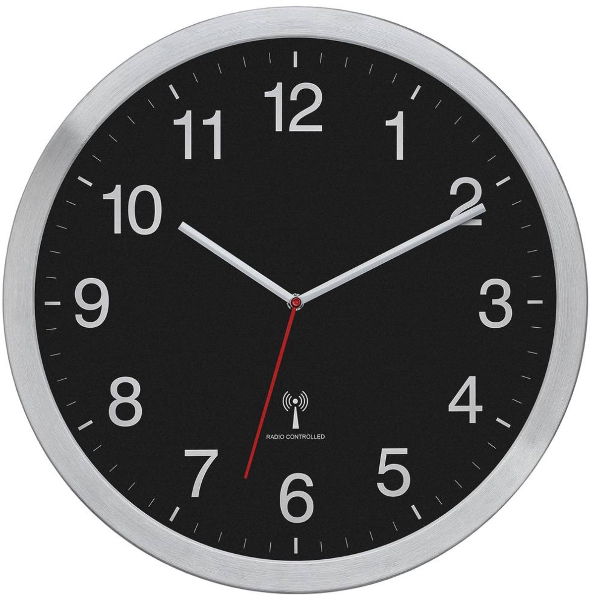 TFA Dostmann 60.3545.01 Funk Wanduhr 40 cm x 5 cm x 40 cm Silber Großes Display