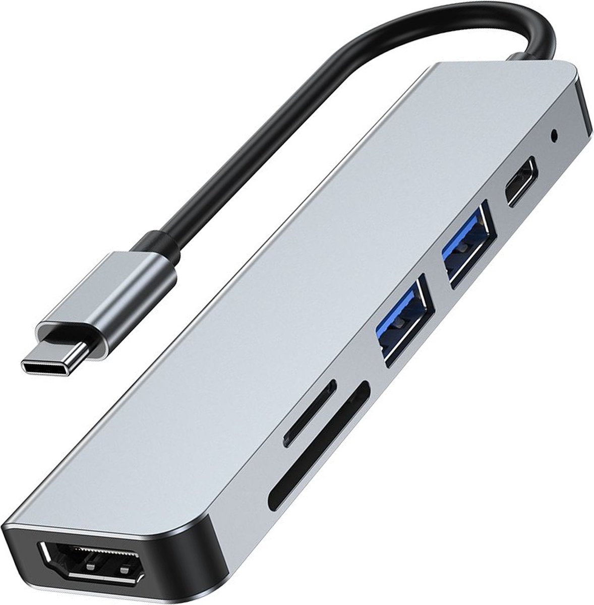 Tech-Protect V4 6in1 USB-C - USB-A 3.0 / USB-A 2.0 / USB-C / HDMI / micro SD / TF / SD card reader - gray USB hub - USB 2.0 - 6 ports - Grå