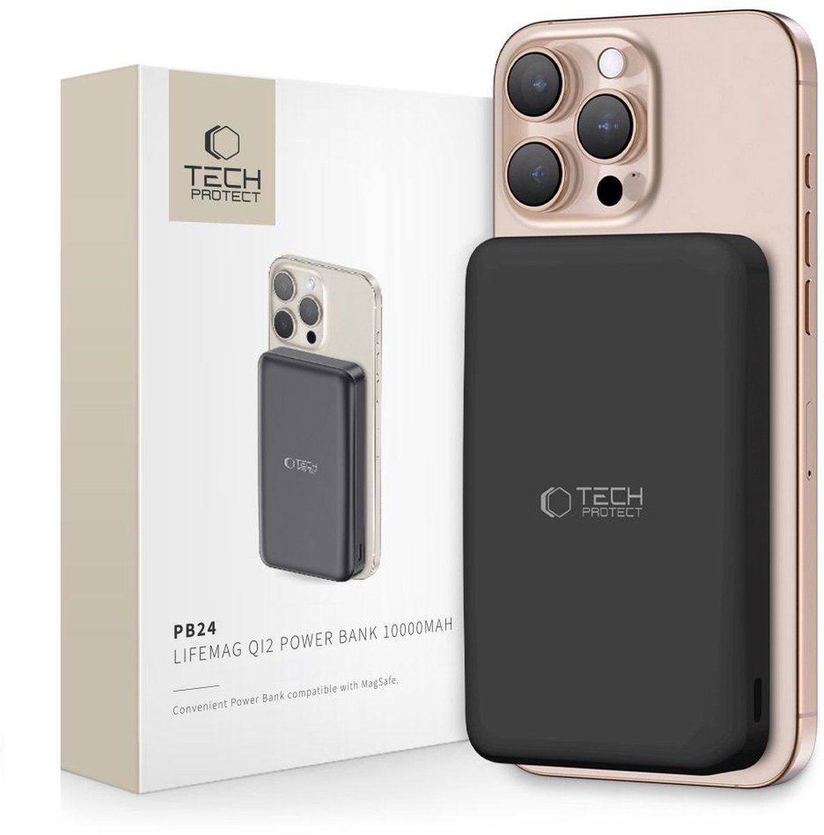 Tech-Protect Powerbank PB24 LifeMag QI2 MagSafe 10000 mAh - Black - 10000 mAh