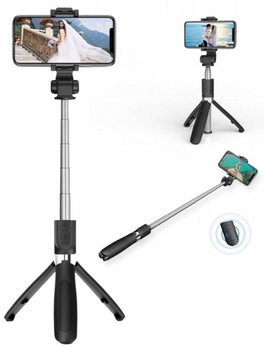 Tech-Protect L01S Bluetooth Selfie Stick with Tripod up to 70cm - Black