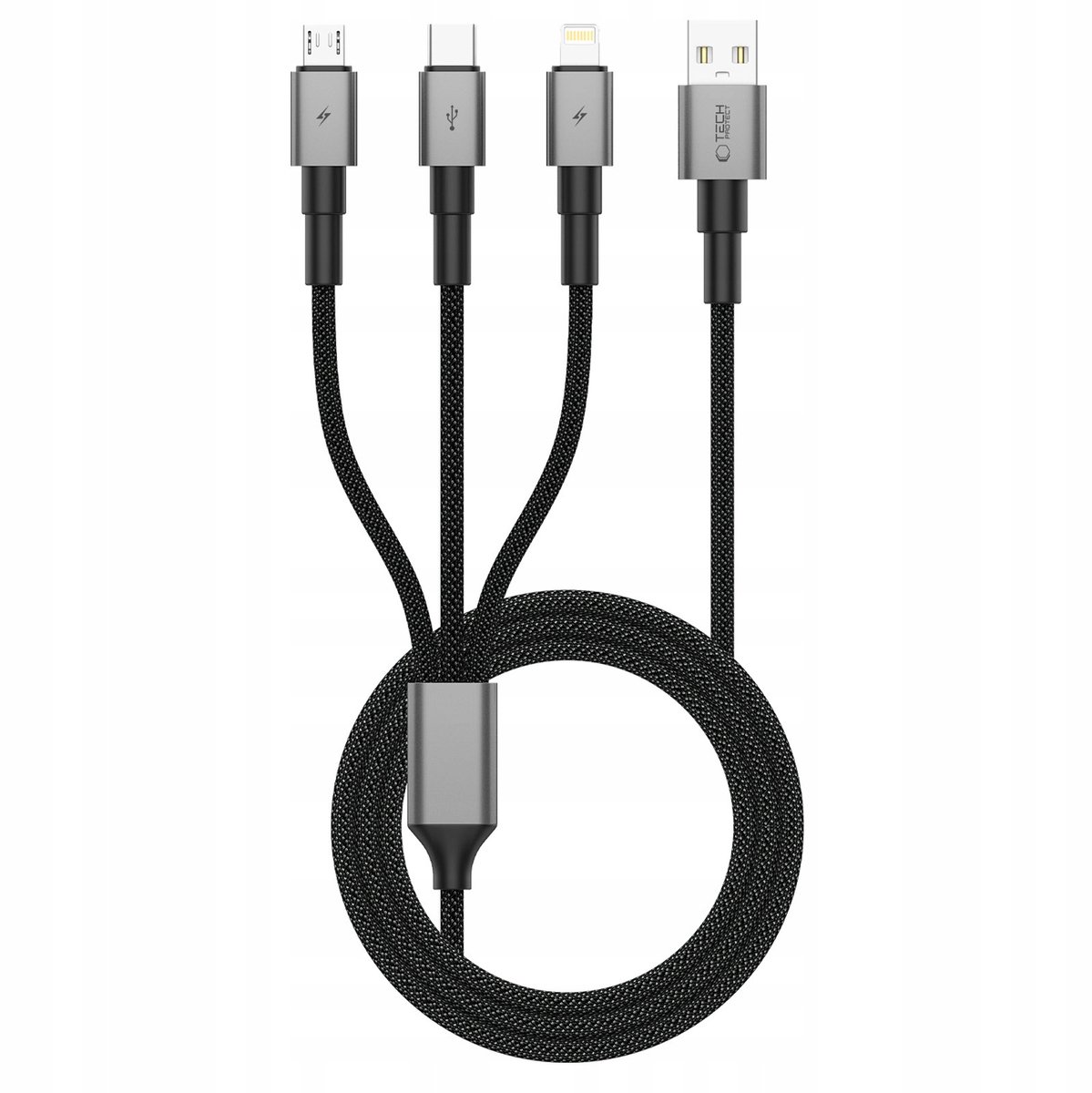 Tech-Protect UltraBoost DNA 3in1 USB-C / Micro-USB / Lightning Cable 120 cm - Grey