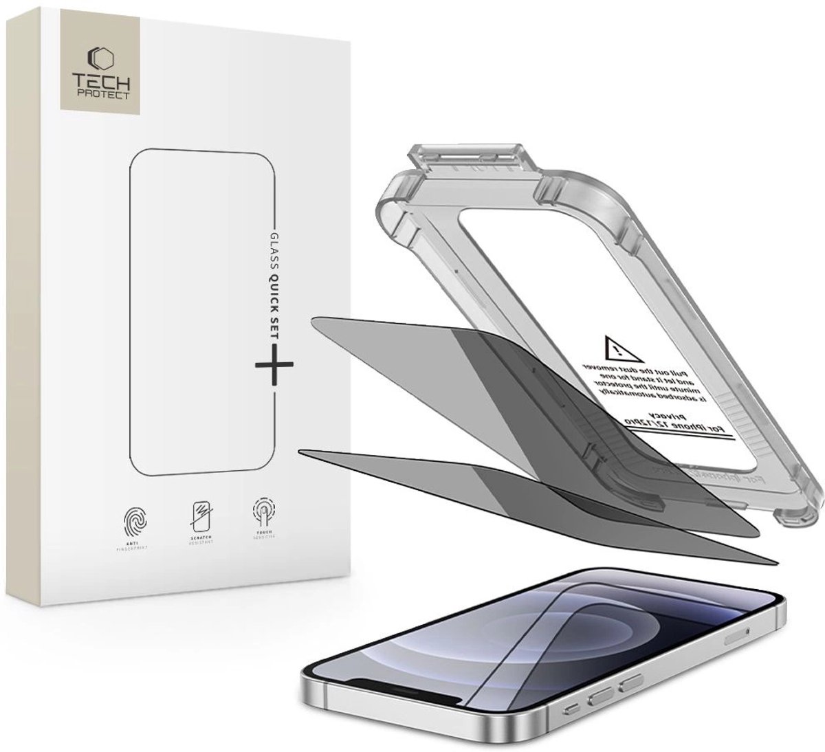 Tech-Protect Quick Set Spy+ 2-pack Privacy Glass for iPhone 12 / 12 Pro