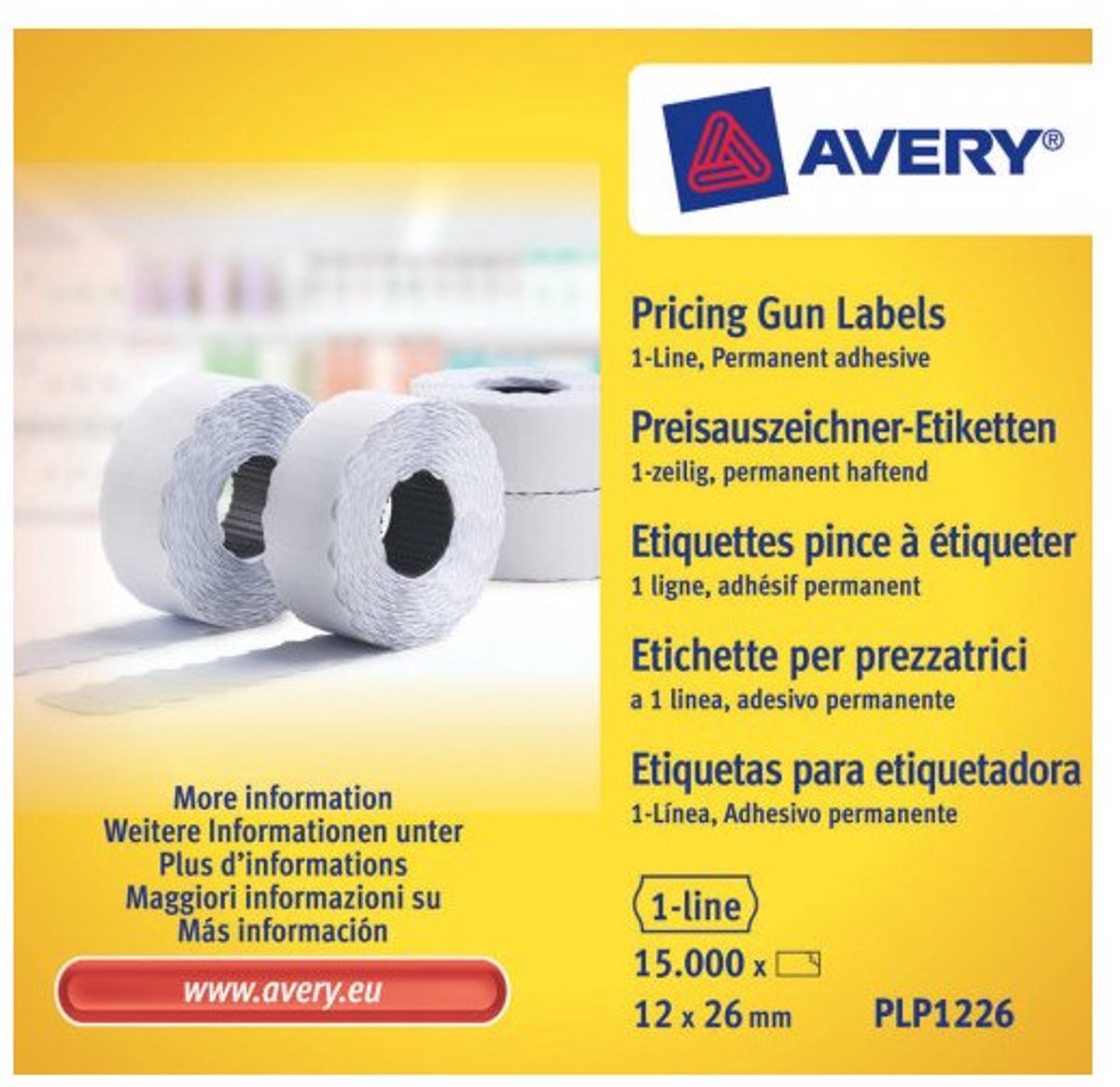 AVERY Zweckform Papier Etiketten 2,6 x 1,2 cm Weiß PLP1226 10 Rollen à 1500 Etiketten