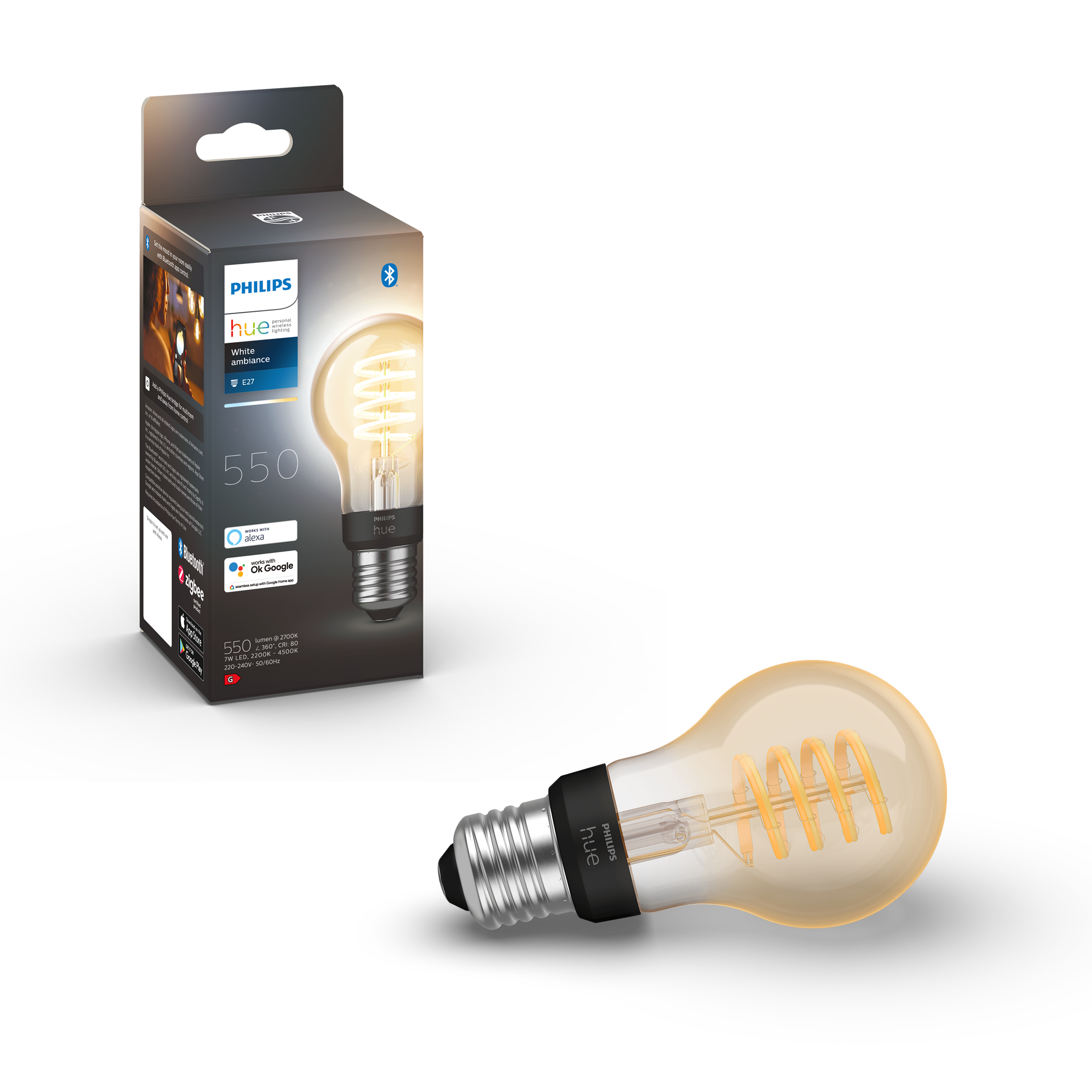 Philips Hue - E27 Filament A60 - Weiß Ambiance