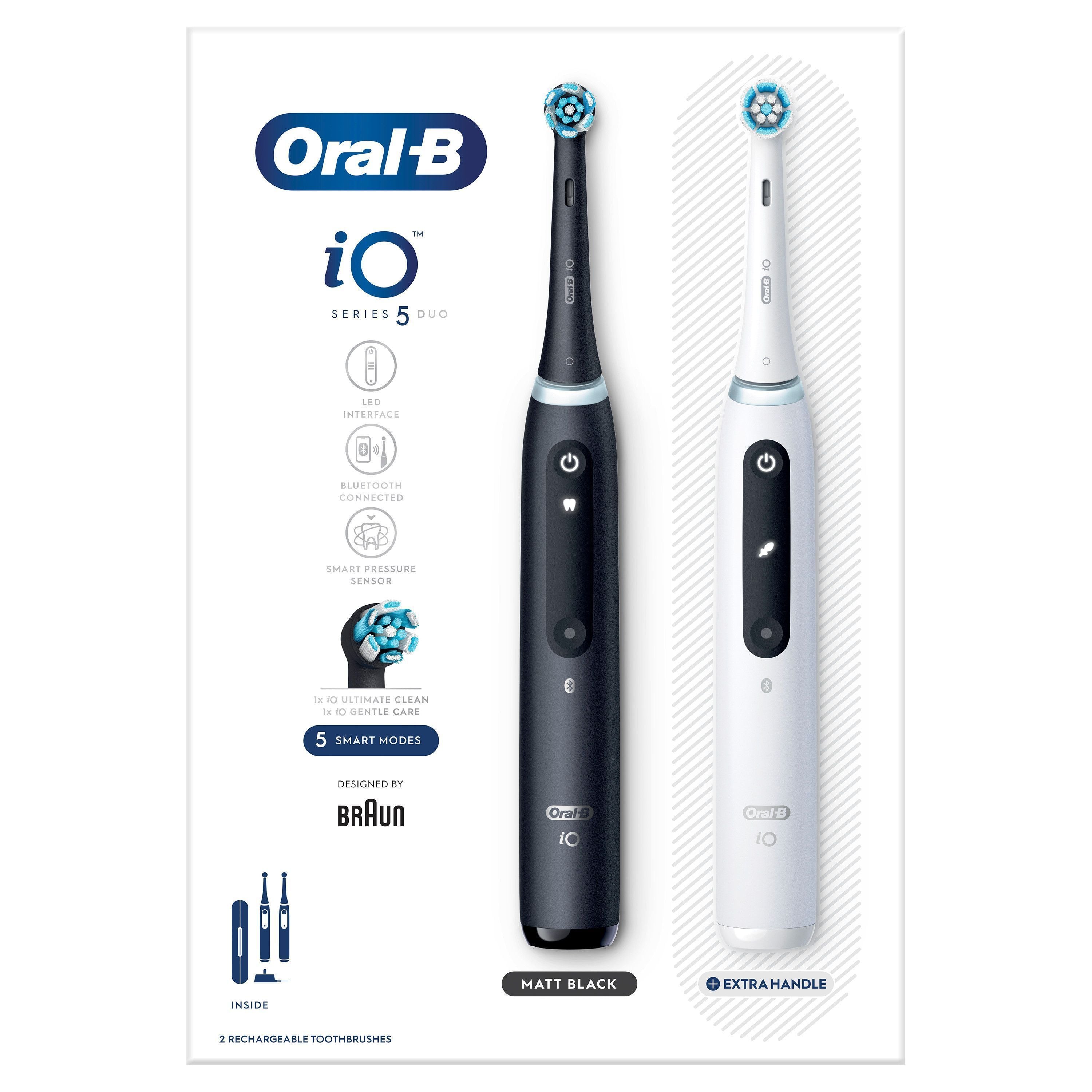 Oral B - iO5 Duo Pack Schwarz UCB & Weiß SC Elektrische Zahnbürsten