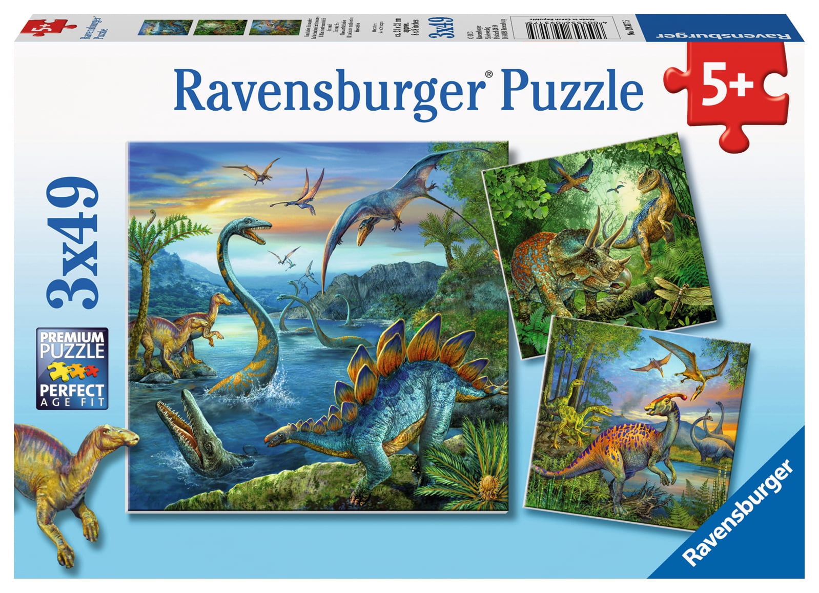 Dinosaurier Charm Puzzle, + 5 Jahre, 3 x 49 Teile, Ravensburger