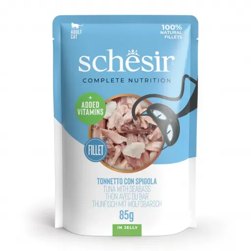 Schesir Nassfutter Mit Thunfisch Und Wolfsbarsch In Gelee 85 Gr
