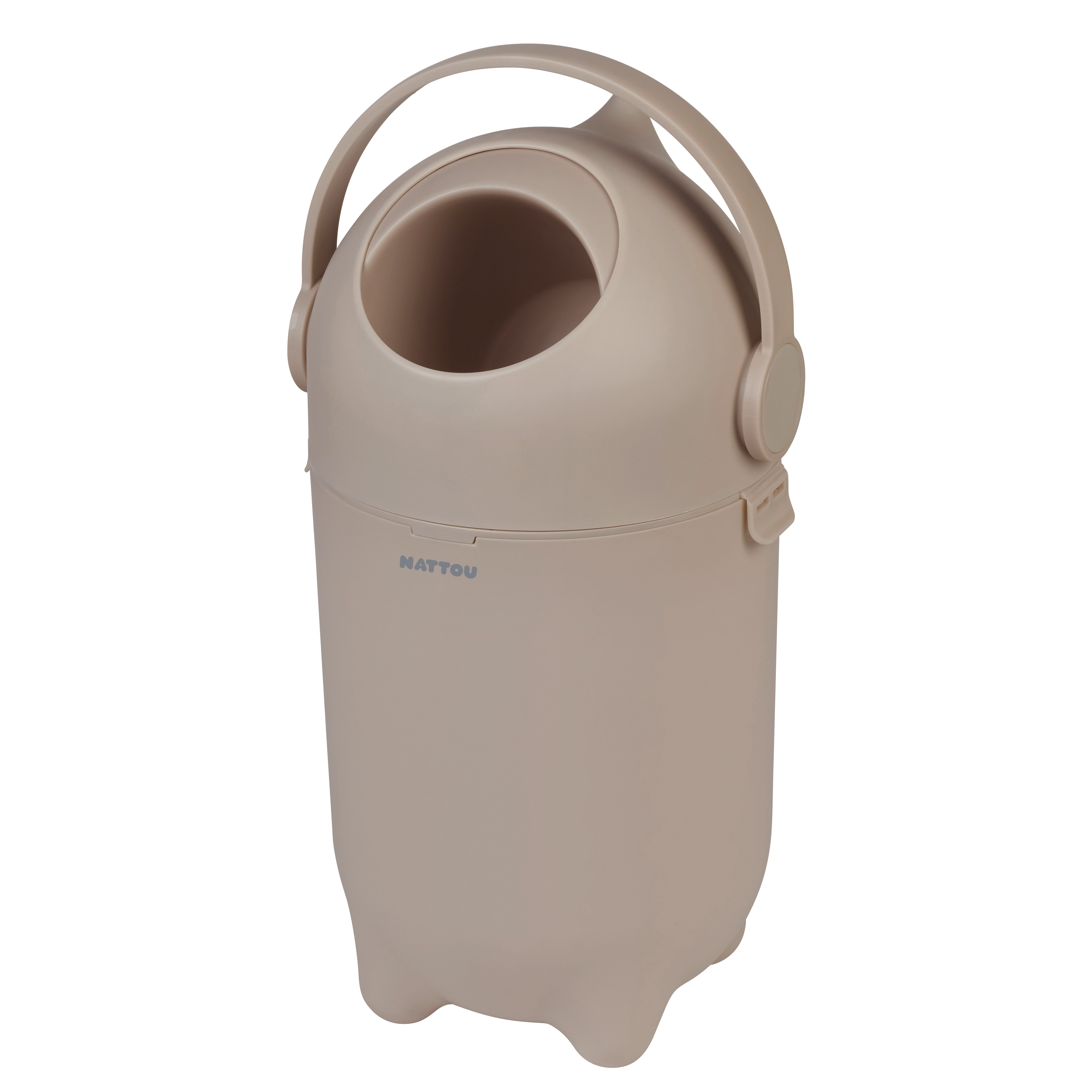 Nattou Windeleimer Dropy, Geruchsdicht, Einfaches Öffnen mit einer Hand, 49,5 x 28 cm, Polypropylen/ABS, Taupe