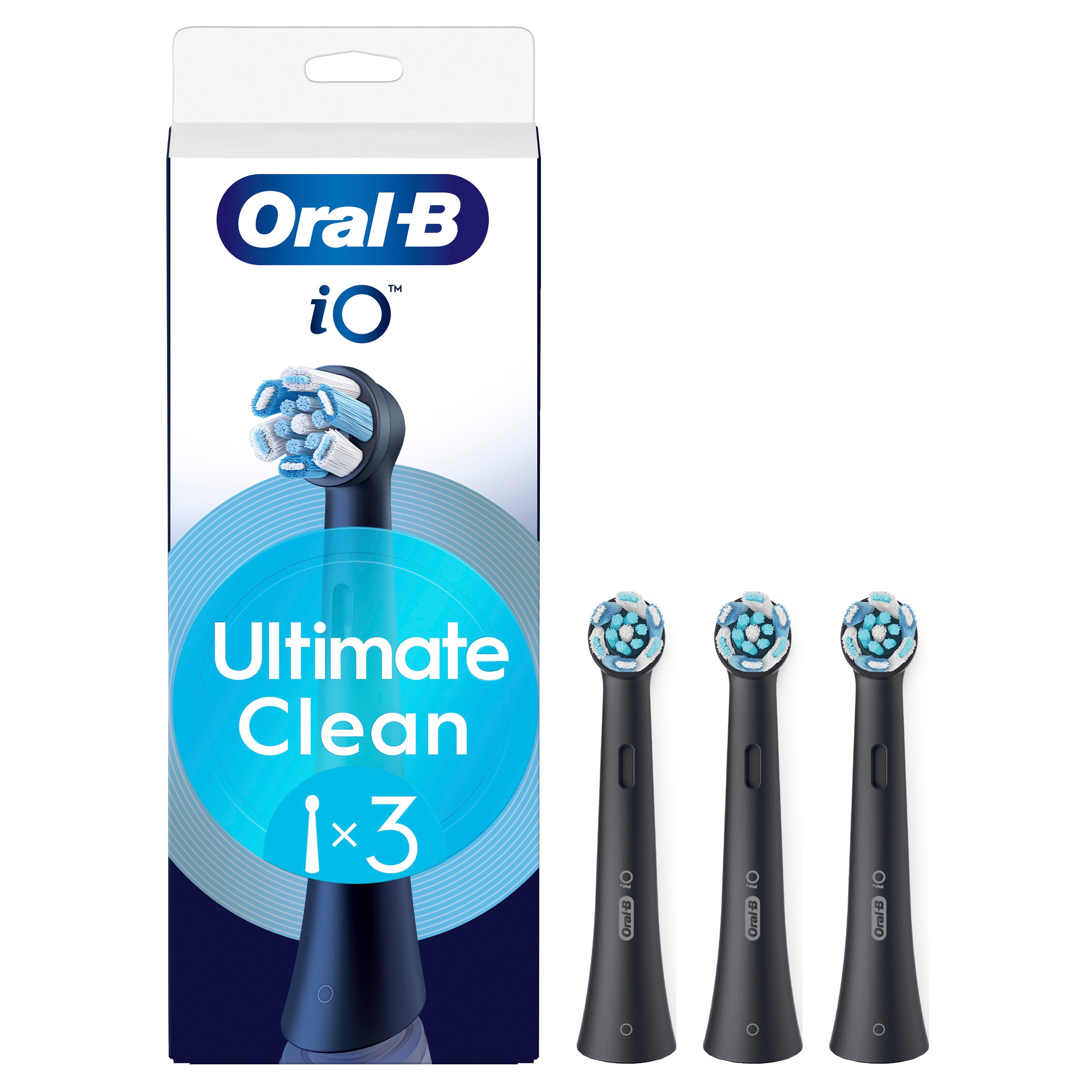 Oral-B iO Series Aufsteckbürsten Ultimate Clean Black, Original Rundköpfe, CrissCross-Borsten, Plaque-Entfernung, 3