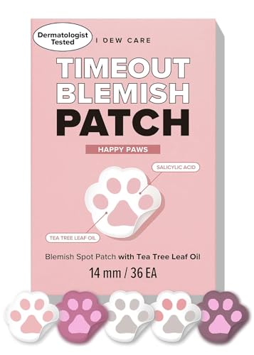 I DEW CARE Hydrokolloid Akne Pickel Patch - Timeout Blemish Happy Paws | Niedliche Pflaster, Gesichtsaufkleber, Absorbierend mit Teebaumblattöl, Problembehandlung für Gesicht, 36 Stück