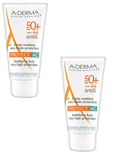 2 a-derma Protect AC Mattifying Fluid Schutz hohe Fluid Mattierend SPF50 + 2 x Fussel Sparangebot