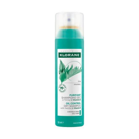 Trockenshampoo für fettiges Haar mit Brennnessel und Vitamin E, 150 ml, Klorane