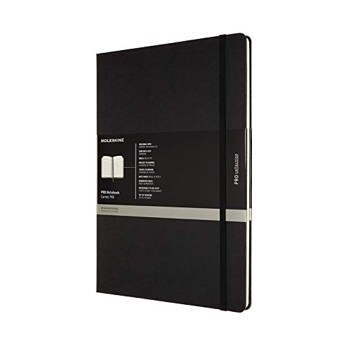 Moleskine - Pro Notebook, Perfektes Notizbuch für die Arbeit - Hardcover mit Elastischem Verschluss - A4-Format, 21 x 29,7 cm - Farbe Schwarz, 192 Seiten