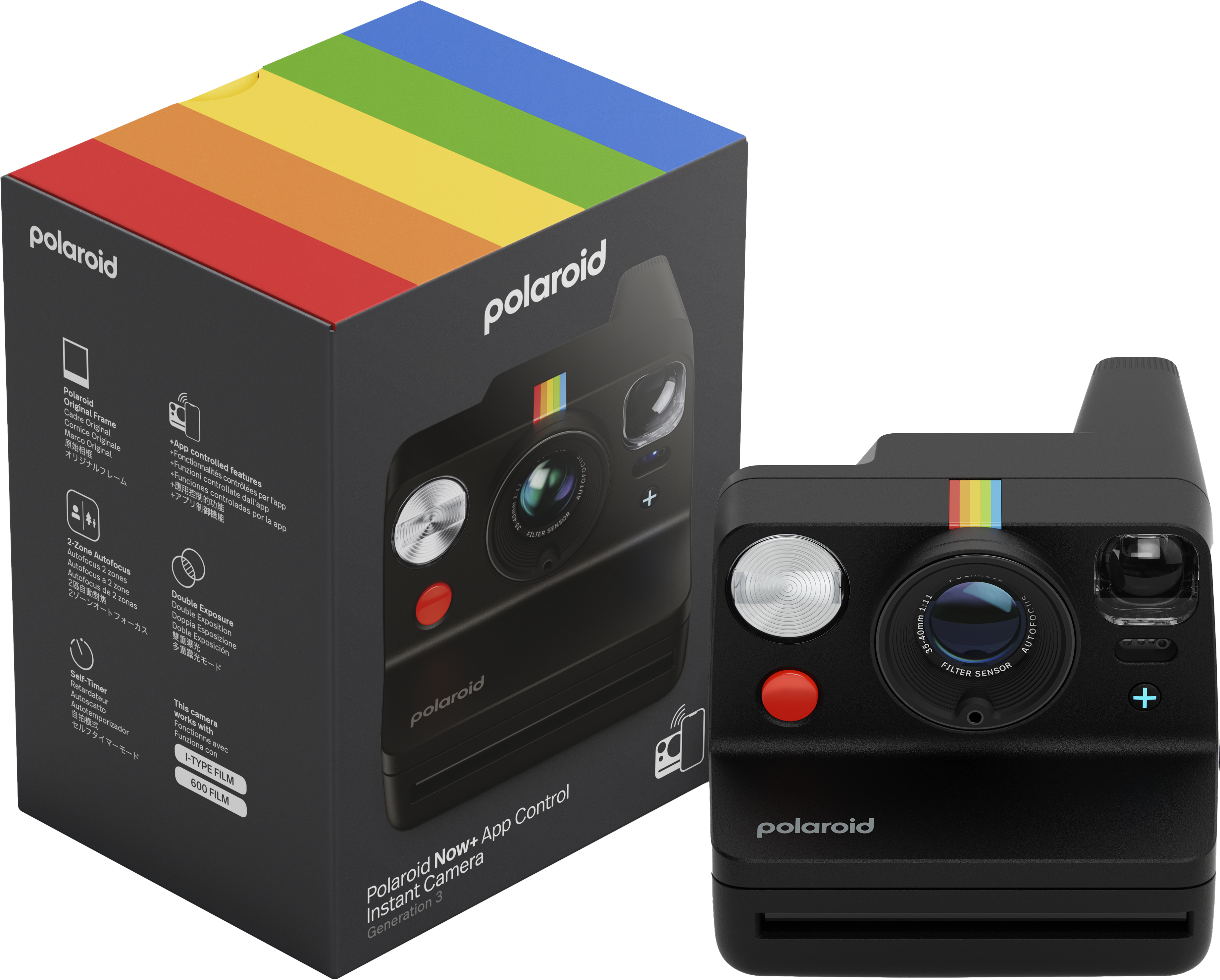 Polaroid – Now+ Generation 3 – Sofortbildkamera mit Bluetooth-Verbindung – Schwarz (9160)
