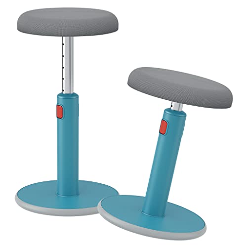Leitz Active Sitz-Steh-Hocker, Ergonomischer höhenverstellbarer Wipphocker für 46 cm bis 79 cm Höhe, Runder Bürodrehstuhl/-hocker, Ergo Cosy Serie, blau, 65180061