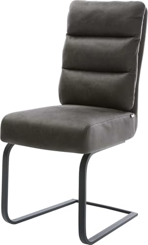 DELIFE Schwingstuhl Pela-Flex Freischwinger flach Schwarz Mikrofaser Anthrazit Vintage Taschenfederkern