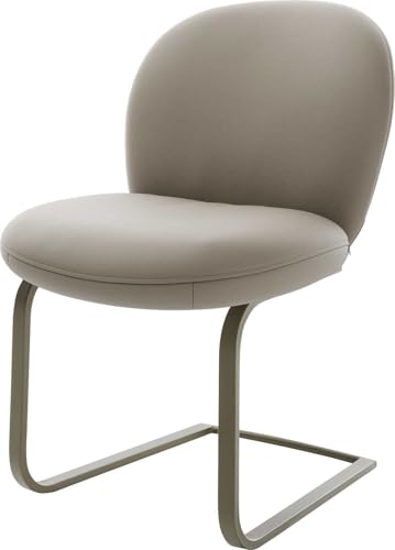 DELIFE Schwingstuhl Nube-Flex Freischwinger flach Effektfinish Titan Echt-Leder Schlamm Taschenfederkern