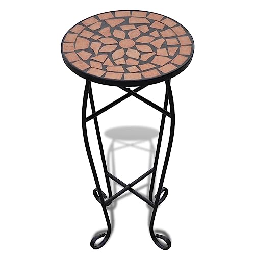 vidaXL MOSAIK Beistelltisch Tisch Bistrotisch Blumenständer Terrakotta