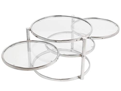 Leitmotiv Triple Schwenkenglas Chrom Design Tisch, 60x60x43cm