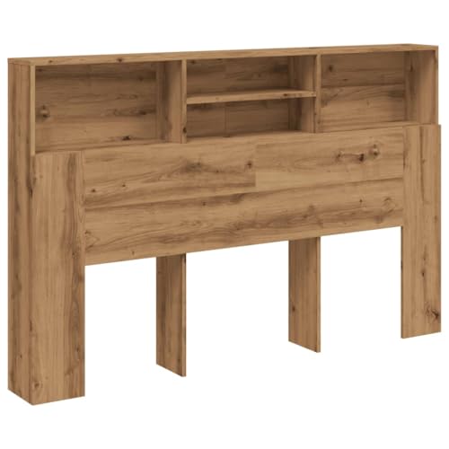 vidaXL Kopfteil, Bettkopfteil mit Stauraum, Schlafzimmer Kopfteil-Regal Wand-Kopfteil, Betthaupt, Artisan-Eiche 160x19x103,5cm Holzwerkstoff