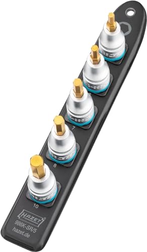 HAZET Smart-Rail 986K-SR/5 I magnetische Unterseite mit 5 Steckplätzen, Antrieb: Vierkant 12,5 mm (1/2 Zoll), Abtrieb: Innen-Sechskant Profil I Kunststoff-Steckleiste für Steckschlüssel