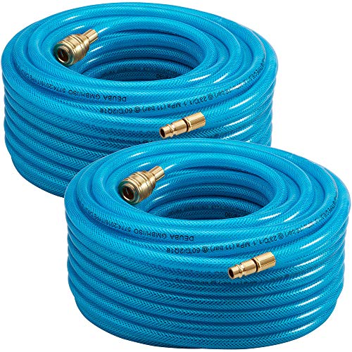 2x DEUBA® Druckluftschlauch 30m PVC Schnellkupplung 15 bar 1/4' Anschluss Ø Innen 6mm Außen 13mm Gewebeschlauch Kompressor