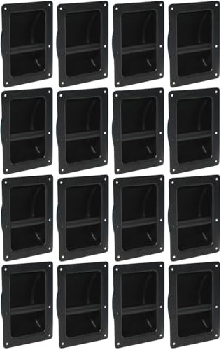 Adam Hall 16 x Schalengriff 3402 Stahl 220 x 164 mm schwarz Boxengriff Tragegriff Griffschale Griff PA Fightcase