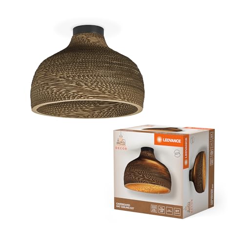 LEDVANCE Deckenleuchte Decor Cardboard Hat braun aus Wellpappe, leicht, E27, 360 mm Durchmesser, Leuchtenschirm aus recyceltem Material, nachhaltig durch austauschbare Lichtquelle, einfache Montage