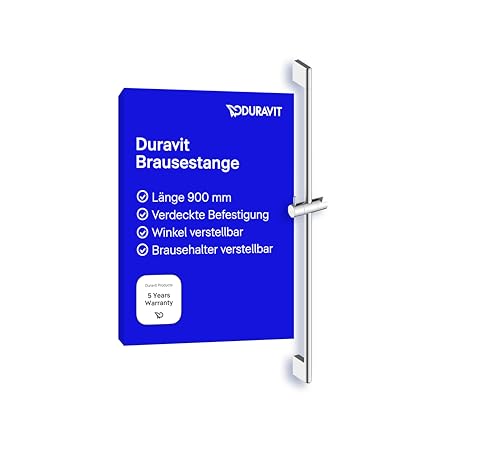 Duravit Universal Duschstange, Brausestange mit höhenverstellbarer Handbrausehalterung, variable Duschstange (900 mm), Chrom