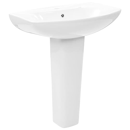 vidaXL Waschbecken Säule Keramik Weiß Waschtischsäule Standwaschbecken Bad