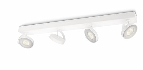Philips Clockwork Decken-/Wandleuchte 4er Spots, dimmbar WarmGlow, 22W, 2200-2700 K, Weiß, IP20, blendfrei, flimmerfrei