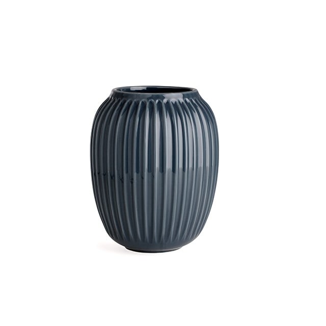 Kähler Vase H21 cm Hammershøi dänisches Design für Blumen Handarbeit, grau