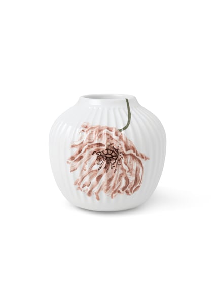 Kähler Vase H13 cm Hammershøi Poppy Handarbeit Dekoration Aquarellmalerei, Weiss