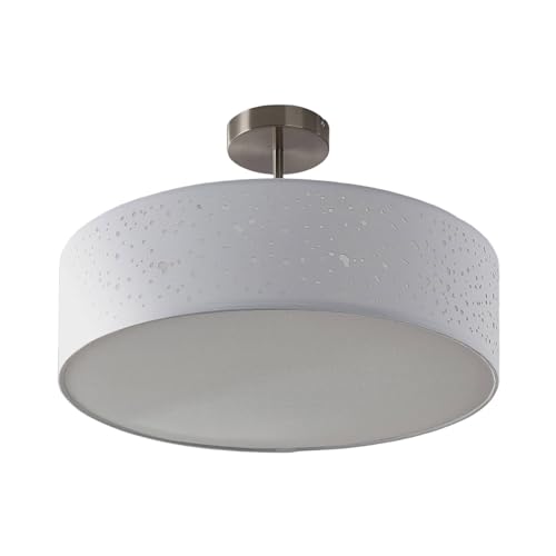 Lindby Stoff Deckenlampe rund 50,5 cm, weiß Textil-Sternenhimmel 3x E27 max. 60W ohne Leuchtmittel Textil Deckenleuchte Schlafzimmer