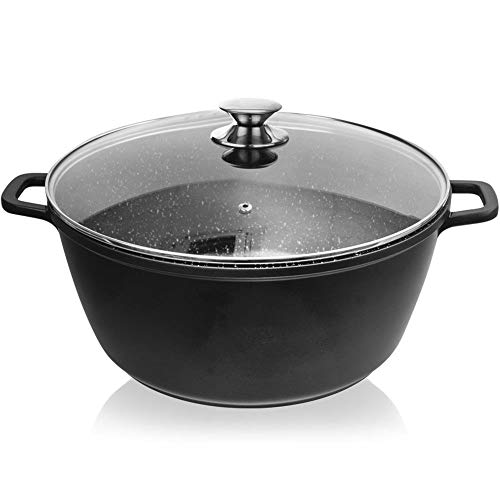 ORION Aluguss Kochtopf Topf mit Glasdeckel GRANIT 32 cm | 9,7 l Gas Induktion