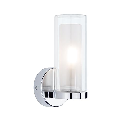 Paulmann 71076 Wandleuchte Selection Bathroom Luena IP44 E14 230V max. 20W dimmbar Chrom, Glas einflammige Badleuchte - ohne Leuchtmittel