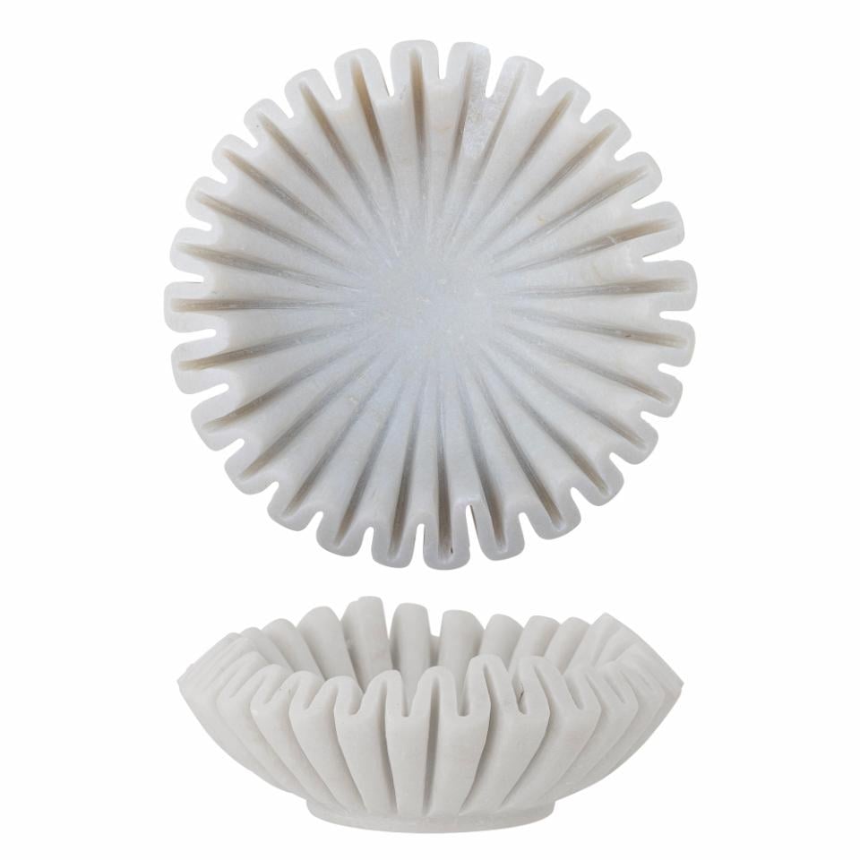Bloomingville Harmonia Schale aus weißem Marmor, 17,5 x 6 cm – Elegantes Deko- und Servierstück
