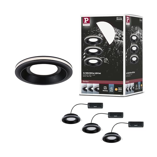Paulmann 92252 LED Einbauleuchte Sormus IP65 rund 100mm 3x4,8/1,5W 560lm / 180lm 230V 3000K Schwarz