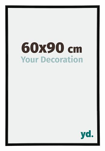 yd. Your Decoration - Bilderrahmen 60x90 cm - Schwarz Hochglanz - Bilderrahmen aus Kunststoff mit Acrylglas - Antireflex - Rahmen 60x90 cm - Annecy