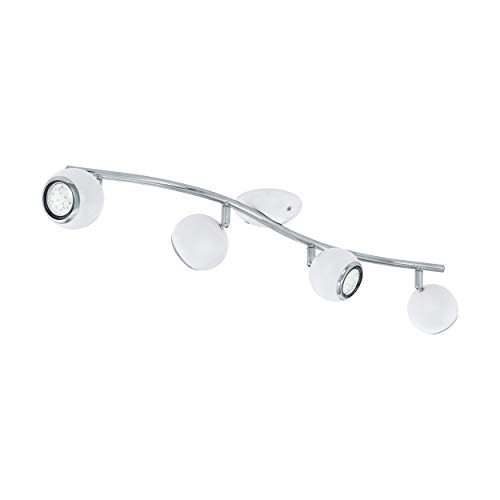 EGLO LED Deckenlampe Bimeda, 4 flammige Deckenleuchte, Deckenstrahler aus Metall in Weiß und Chrom, Wohnzimmerlampe, Spots inkl. GU10 Leuchtmittel, warmweiß