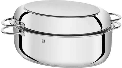 ZWILLING Plus Bräter mit Deckel, Induktion und Backofengeeignet, Edelstahl, 8,5 Liter, Silber, 38 centimeters, Rostfreier Stahl