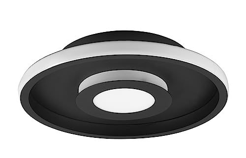 Trio Leuchten LED Badezimmer Deckenleuchte Ascari 680810332, Metall Schwarz matt, inkl. 28 Watt LED, Switch Dimmer